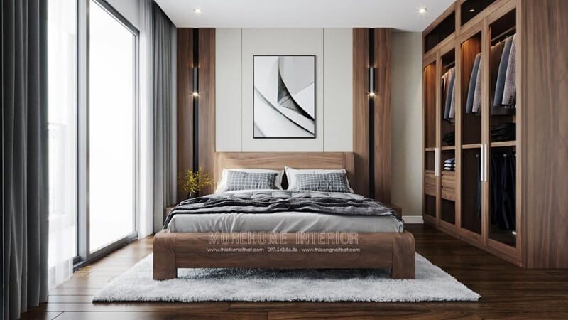 Sản phẩm tủ quần áo hiện đại bằng gỗ óc chó sang trọng kết hợp kính với 4 cánh, đầy đủ công năng sử dụng, mang đến sự tiện dụng trong sinh hoạt